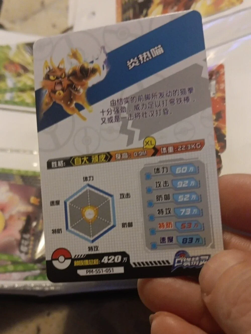 Pokemon Flame Cat Card - Orange Yellow Fire Artwork